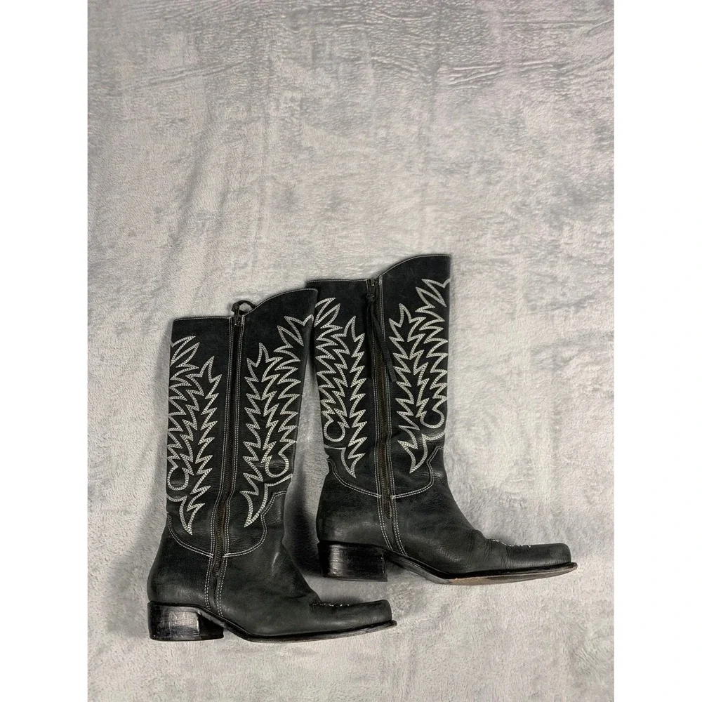 Ricky Sarkany Tall Western Embroidered Boot Womens EU 38 Black
